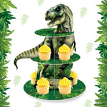 supports cupcakes dinosaures feuilles vert gris anniversaire jungle enfant thème jurassique festive occasionnels
