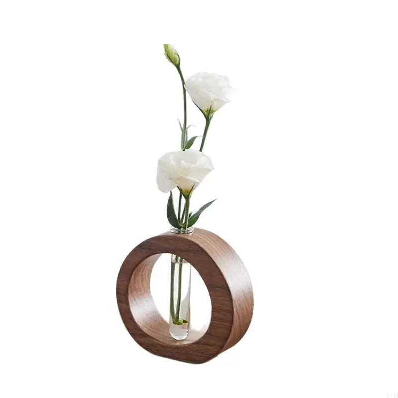 vases verre transparent bois clair marron minimaliste modernes decoratifs fleurs plantes hydroponiques table