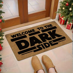 tapis moderne bienvenue dark side marron noir lettres relief antidérapant polyester salon chambreentrée
