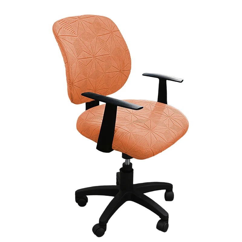 housse chaise moderne polyester motif géométrique bleu gris orange