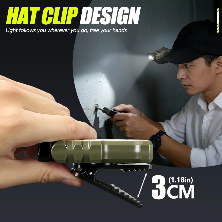 lampe frontale rechargeable usb vert olive noir tactique camping travail