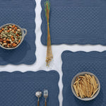 tapis table rectangle bleu marine quilté géométrique respectueux environnement 18x13 inches