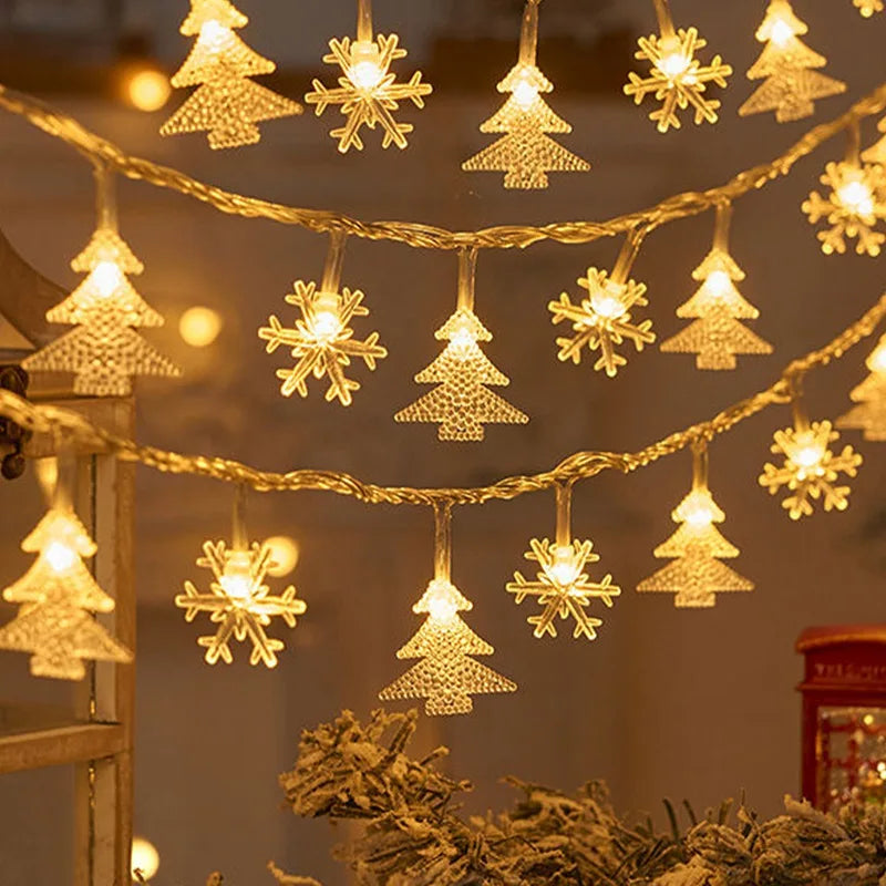 guirlande lumineuse noël étoiles flocons neige rennes ange blanc doré festive clips