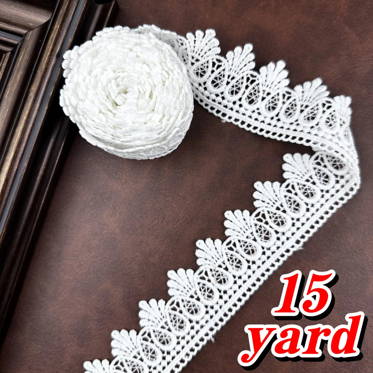ruban dentelle blanc motif floral largeur 4.4cm tissu doux décoration mariage festonné classique soluble