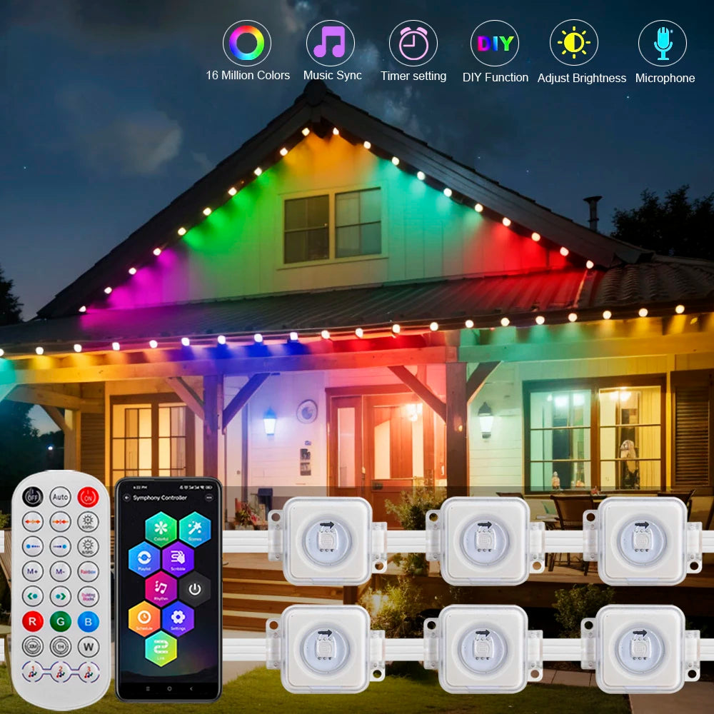 guirlande lumineuse multicolore moderne 30 leds wifi télécommande adhésif 10m 15m 30m