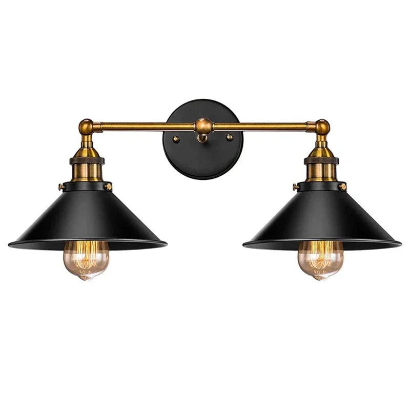 suspension lumineuse industrielle moderne conique noire dorée ampoule