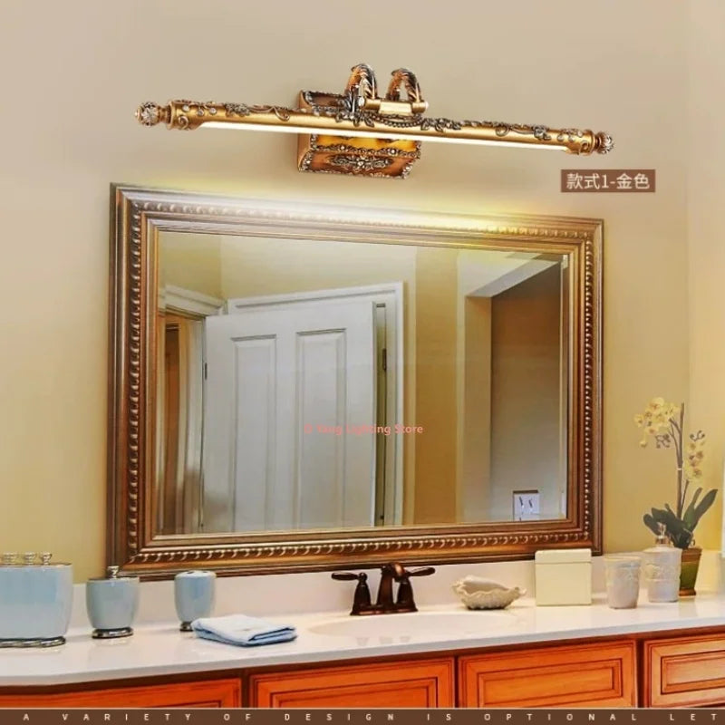 miroir lampe or argent ornements floraux classique baroque fixation murale chambre cuisine étude salon
