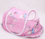 lit parapluie bébé ballons motifs franges transparent filet bleu rose matelas oreiller