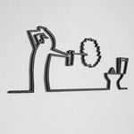 décoration murale homme accroupi graphique moderne noir blanc