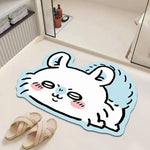 tapis bain cartoon chats mignons beige rose bleu clair flanelle antidérapant salon chambre