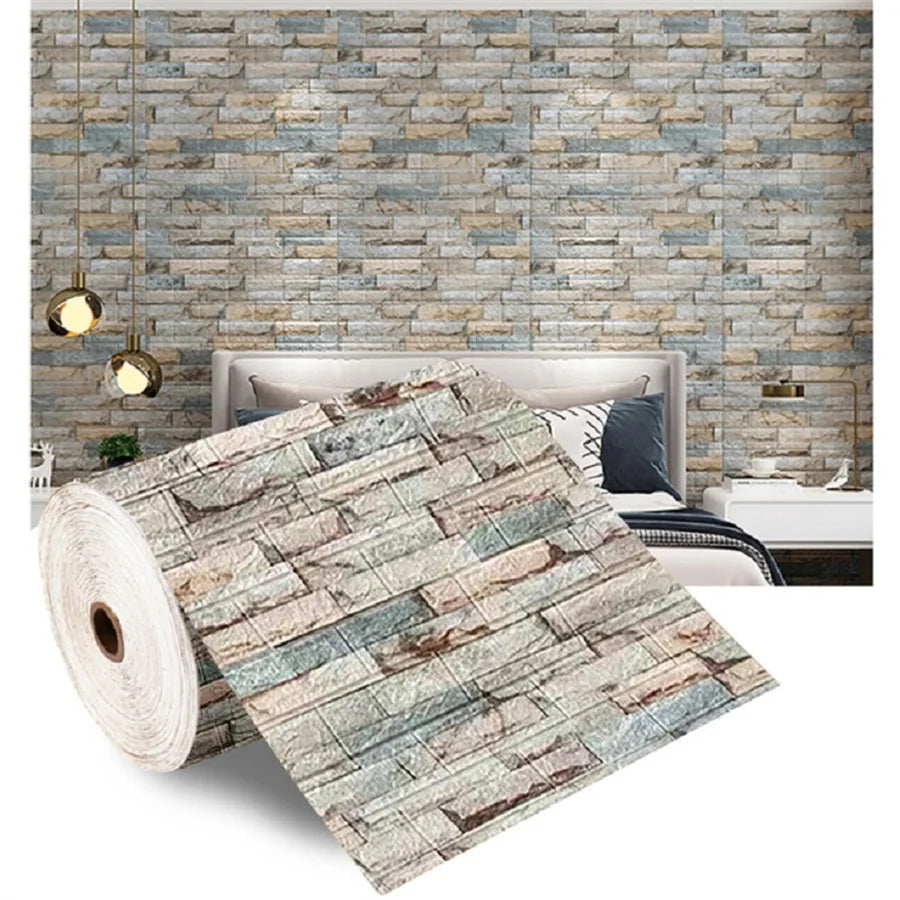 décoration murale adhésive brique texture moderne beige marron gris blanc résistante humide