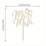 décoration gâteau mariage mr mrs lettres calligraphiées alliances diamant tige bois