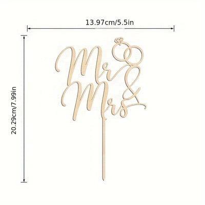 décoration gâteau mariage mr mrs lettres calligraphiées alliances diamant tige bois