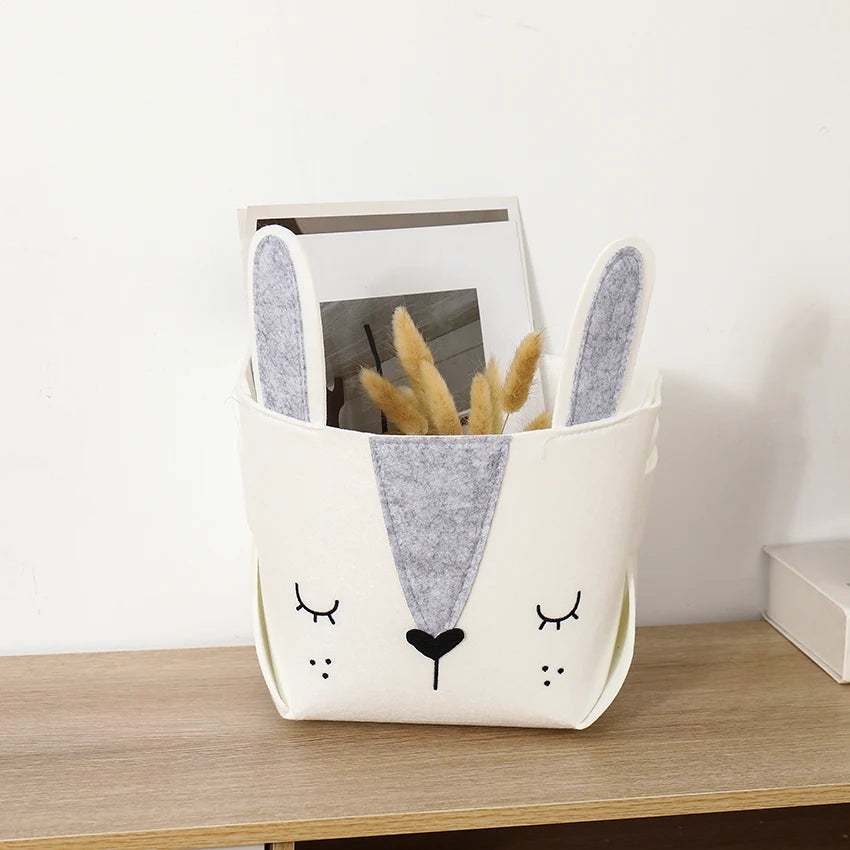 panier rangement pliable coton bio animal mignon blanc moderne jouets enfants