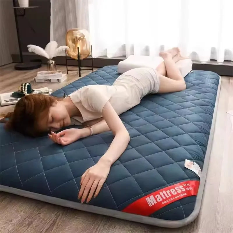 matelas tatami bleu marine gris confortable coton tissé pointillé moderne autonome épais solide antidérapant