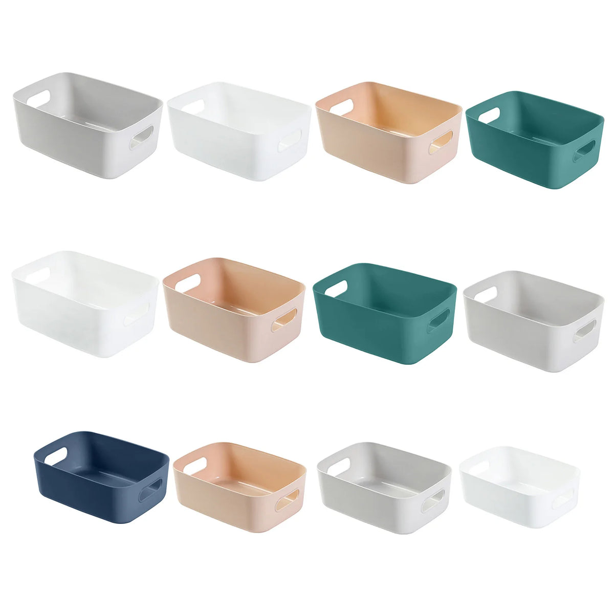 boîte rangement moderne poignées blanc beige bleu marine imperméable plastique