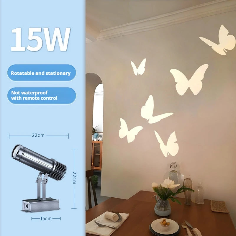 lampe projection atmosphère papillons motifs décoratifs moderne adhésif led blanc rose violet noir