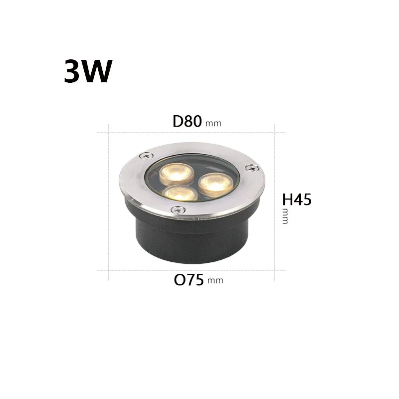 éclairage led souterrain ip67 argent noir moderne 220v 12v 24v encastré extérieur chemin