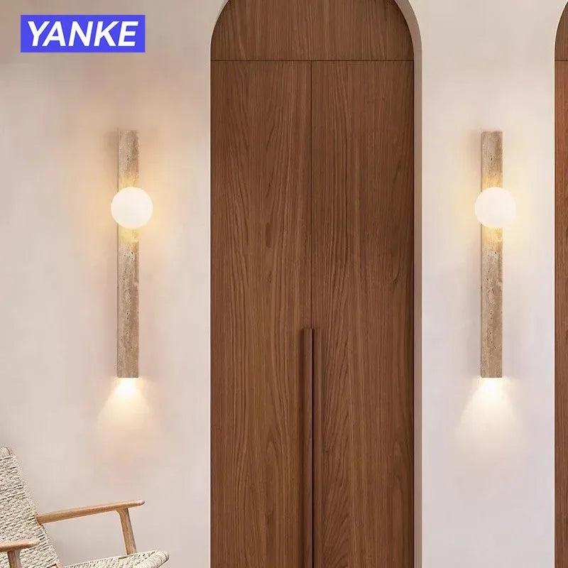 applique murale moderne minimaliste led beige blanc texture marbrée éclairage quotidien fixée mur deux