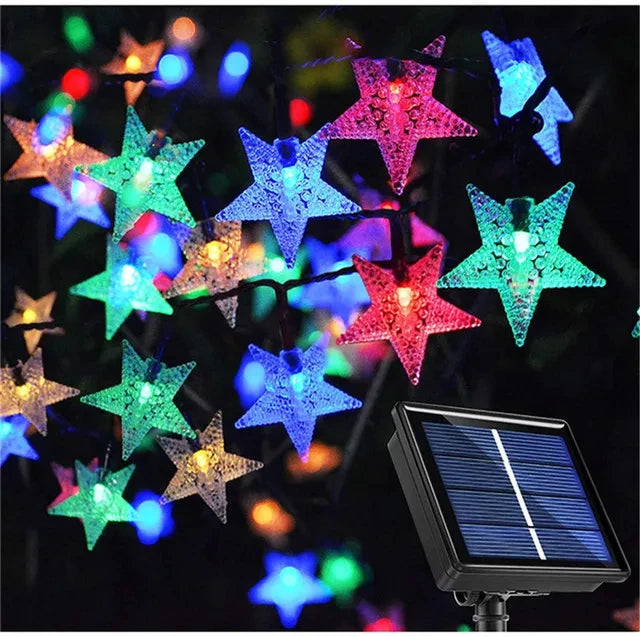 guirlande lumineuse solaire extérieure 5m 20leds 6.5m 30leds 9.5m 50leds multicolore étoiles moderne
