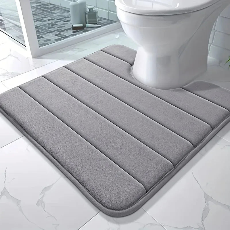 tapis sol gris moderne doux antidérapant salle bain absorbant texture soft 60cm 40cm