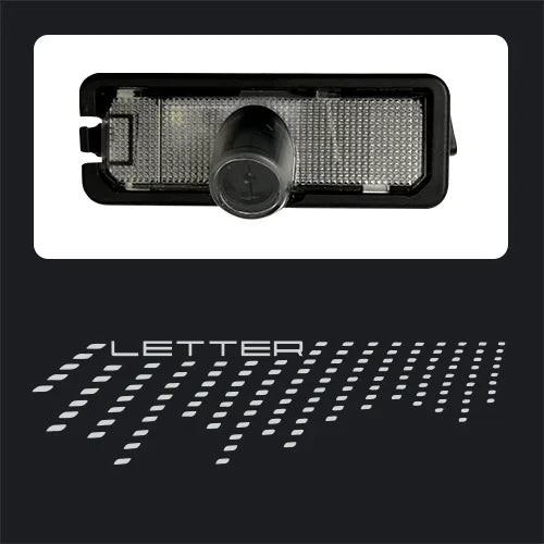 lampe projection plaque immatriculation noire moderne adhésif boîtier grille motifs câble connectivité