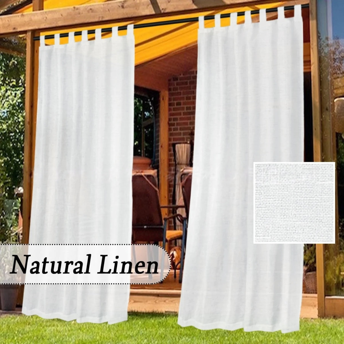 rideaux extérieurs tissu lin blanc semi transparent décontracté patio hospitalité