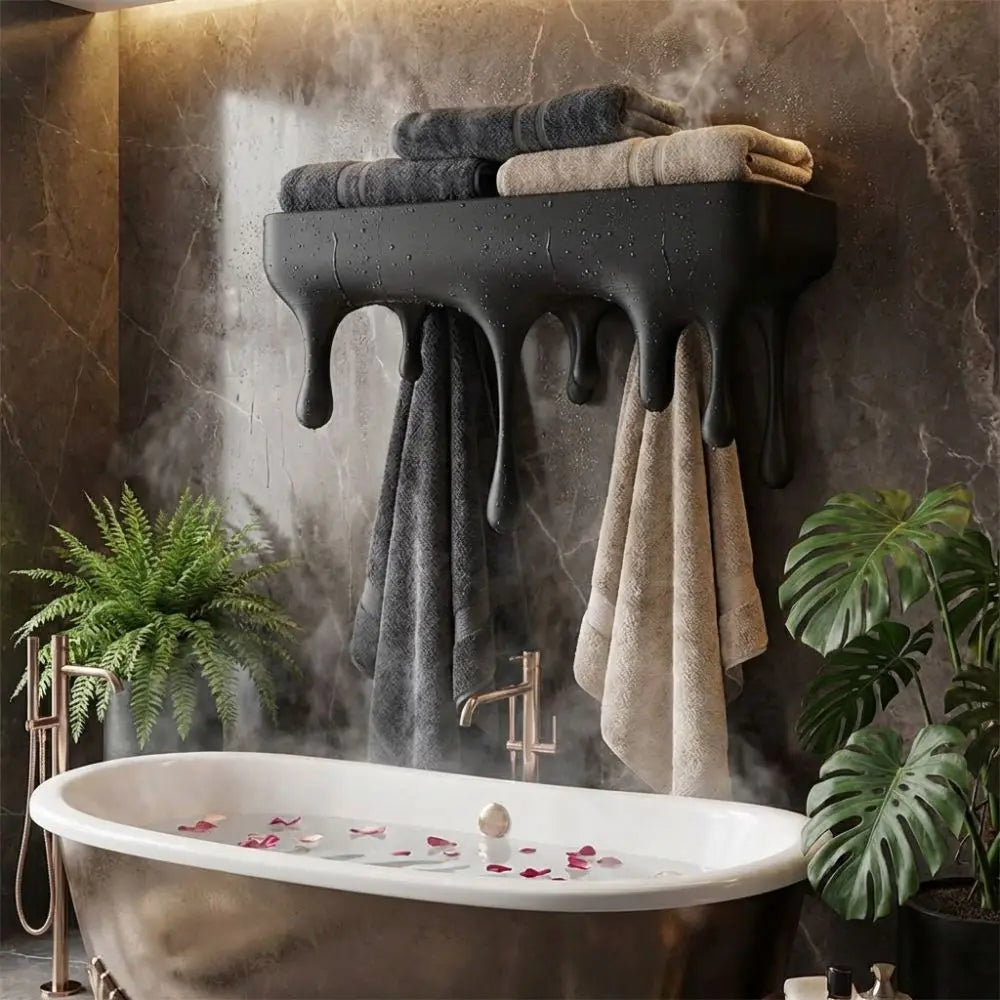 étagère murale moderne noir gouttes liquides ovale plastique stable salon bain