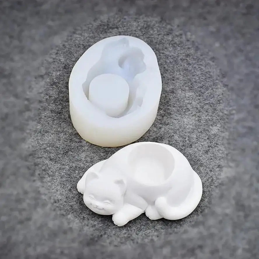 moule silicone forme chat blanc motif réaliste deco diy jardiniere pot fleur