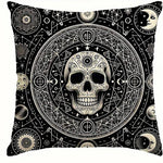 taies d'oreiller gothiques crânes étoiles noires blanches maison lit 45x45cm polyester peachskin