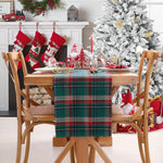 table cheminement carreaux écossais vert rouge blanc hiver noël classique polyester coton