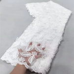 dentelle blanche brodée fleurs motifs floraux tissu coton mariage opaque simple