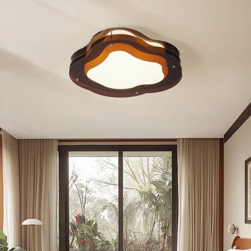 plafonnier led moderne marron blanc doré balcon céiling opacité rond ondulé touch switch