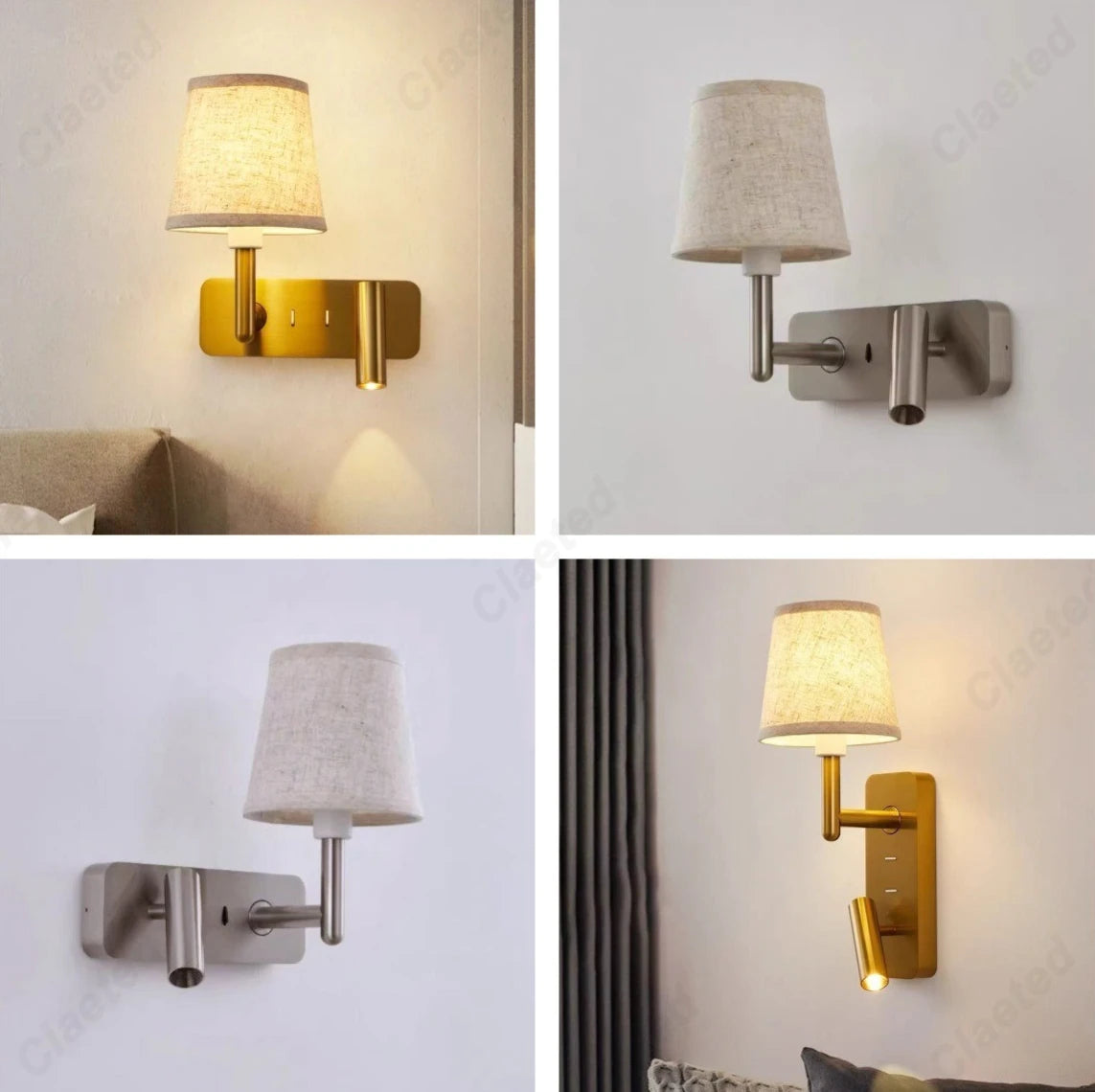 lampe murale moderne or abatjour beige minimaliste led chambre salle manger