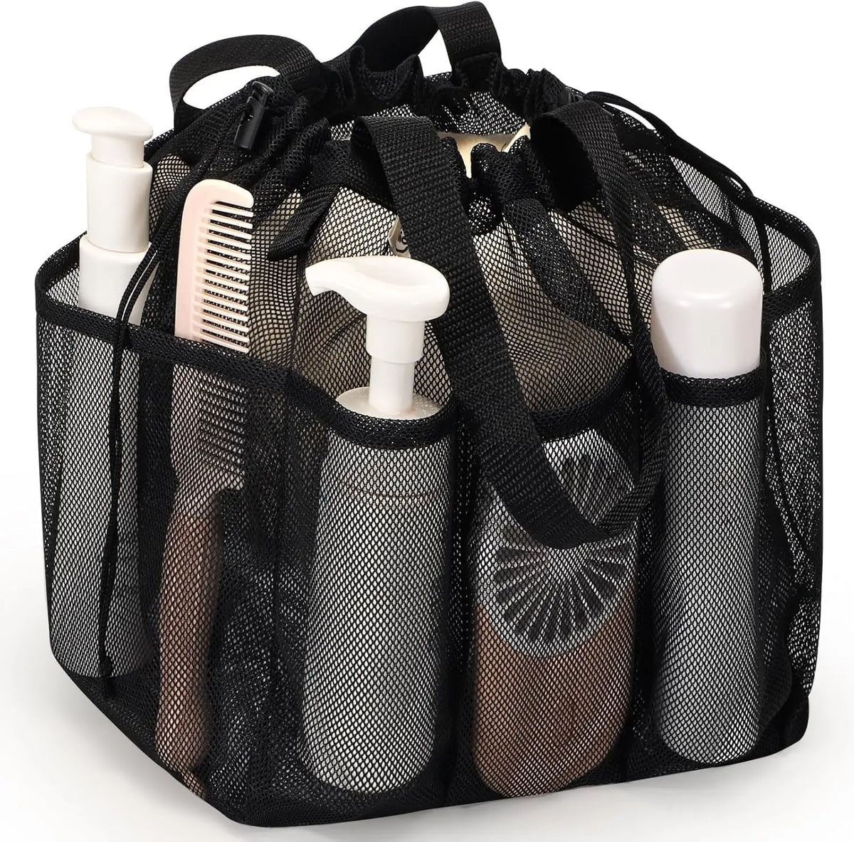 Sac douche maille rose réutilisable cordon serrage rapide respirant voyage gym