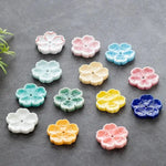 porte bâtonnets encens fleurs stylisées céramique artisanal rose bleu vert blanc jaune pâle marine