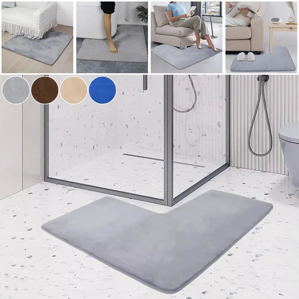 tapis gris doux moderne antidérapant salle bain salon uni mousseolvable chambre coucher