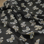 tissu polyester rose clair papillons doré noir moderne élégant coudre bricolage respectueux environnement Jacquard