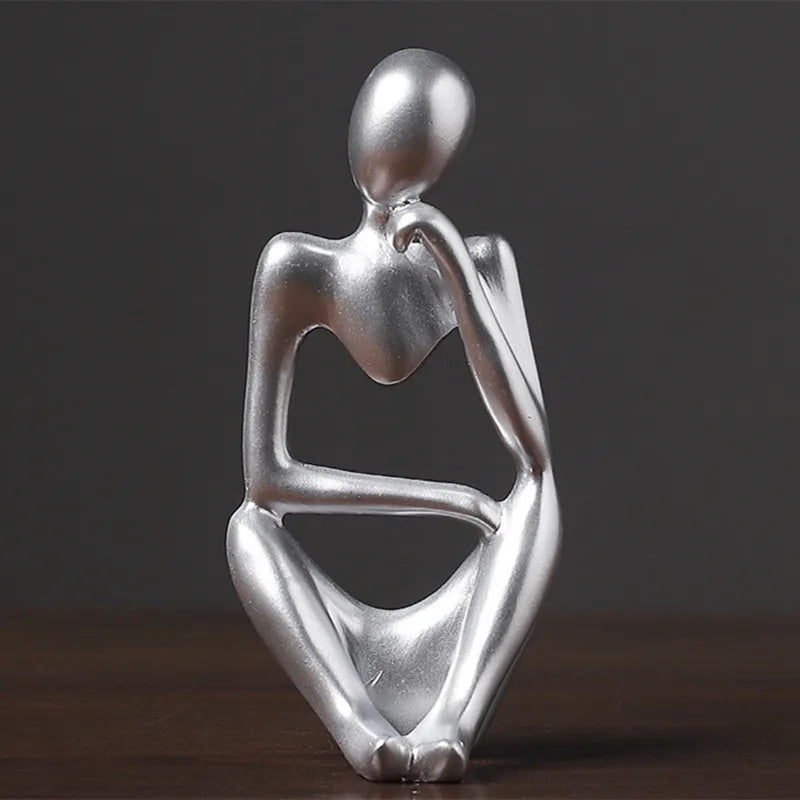 décoration intérieure moderne abstraite résine thinker statues noir doré argenté vases boisclair artworks