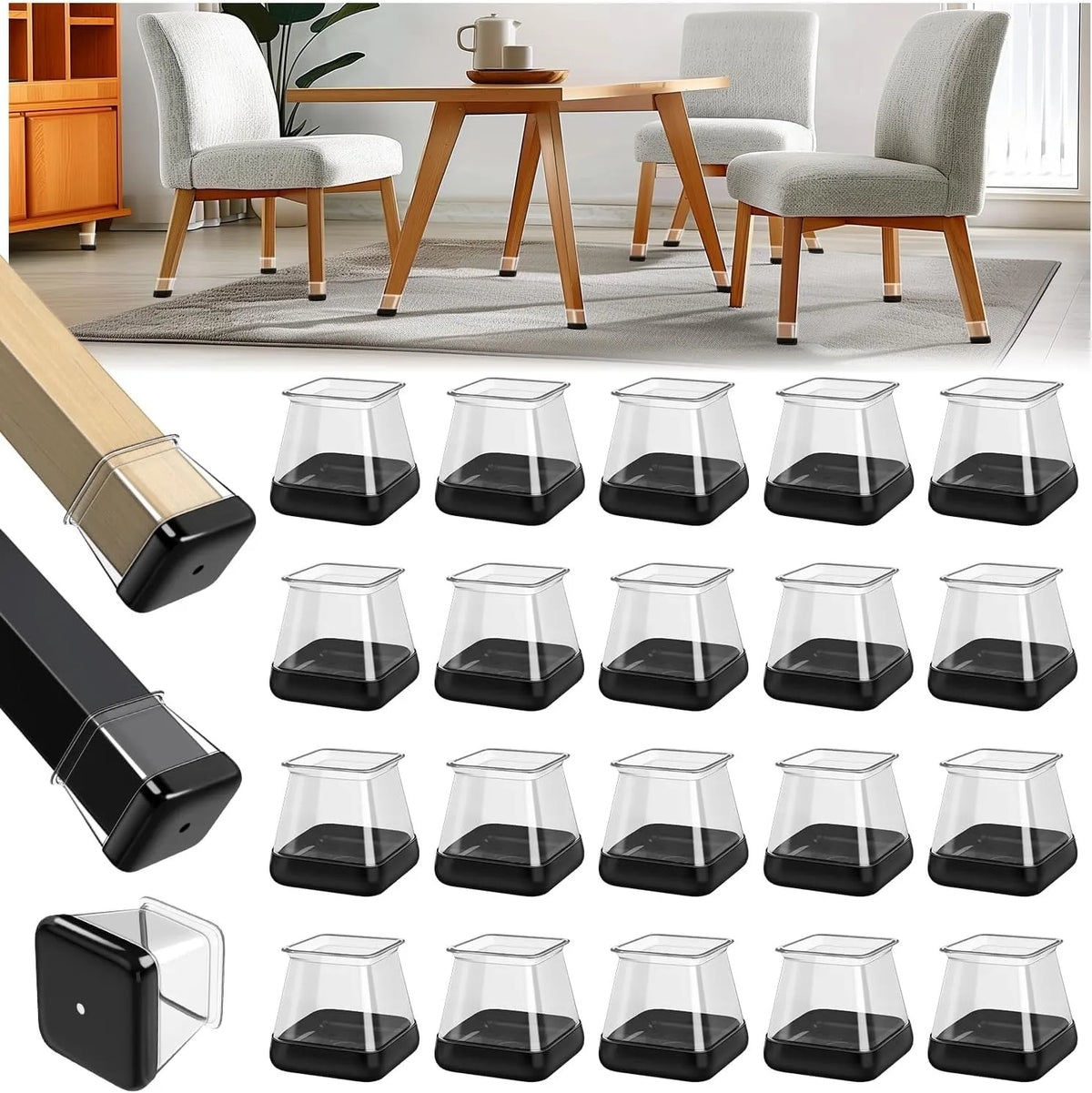 protège pieds meubles silicone adhésif transparent noir antiderapants modernes tapis usage variante tailles
