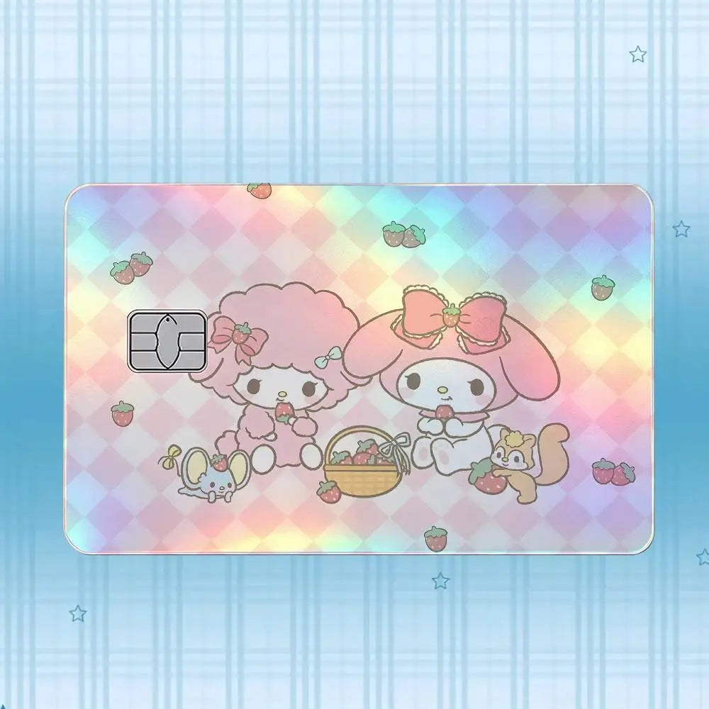 autocollant carte crédit my melody dessin animé rose violet bleu blanc