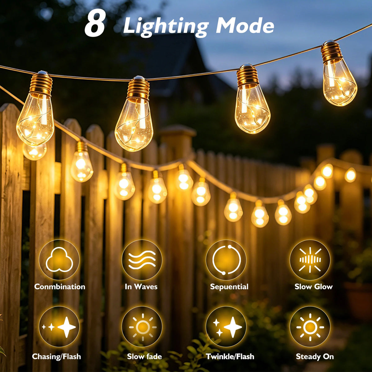 guirlande lumineuse led jaune or modes télécommande corde jute transparente