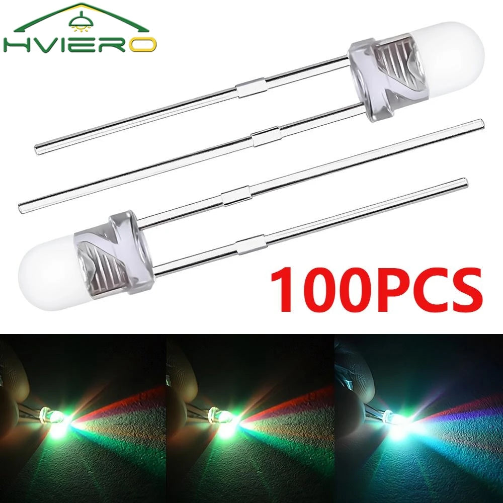 diodes led multicolores 100 pieces rgb bleu rouge vert transparentes