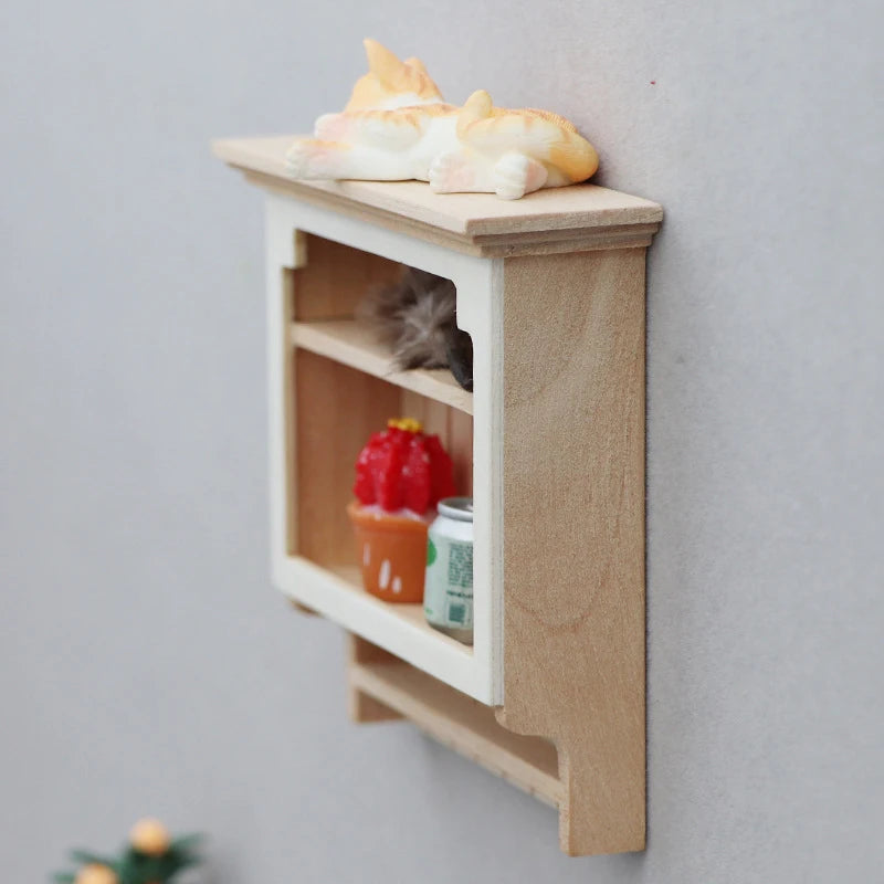étagère murale classique blanche bois étagères poupées cache pot pomme bâton poussière boîte conserve