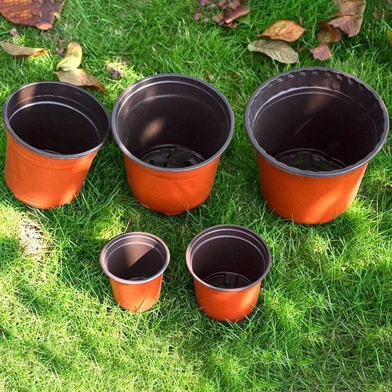 pots fleurs plastique orange noir modernes jardins plantes succulentes petits conteneurs jardinage semis fleurs