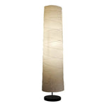 lampe sol moderne abat jour blanc rayures horizontales opacité base noire câble électrique 22cm