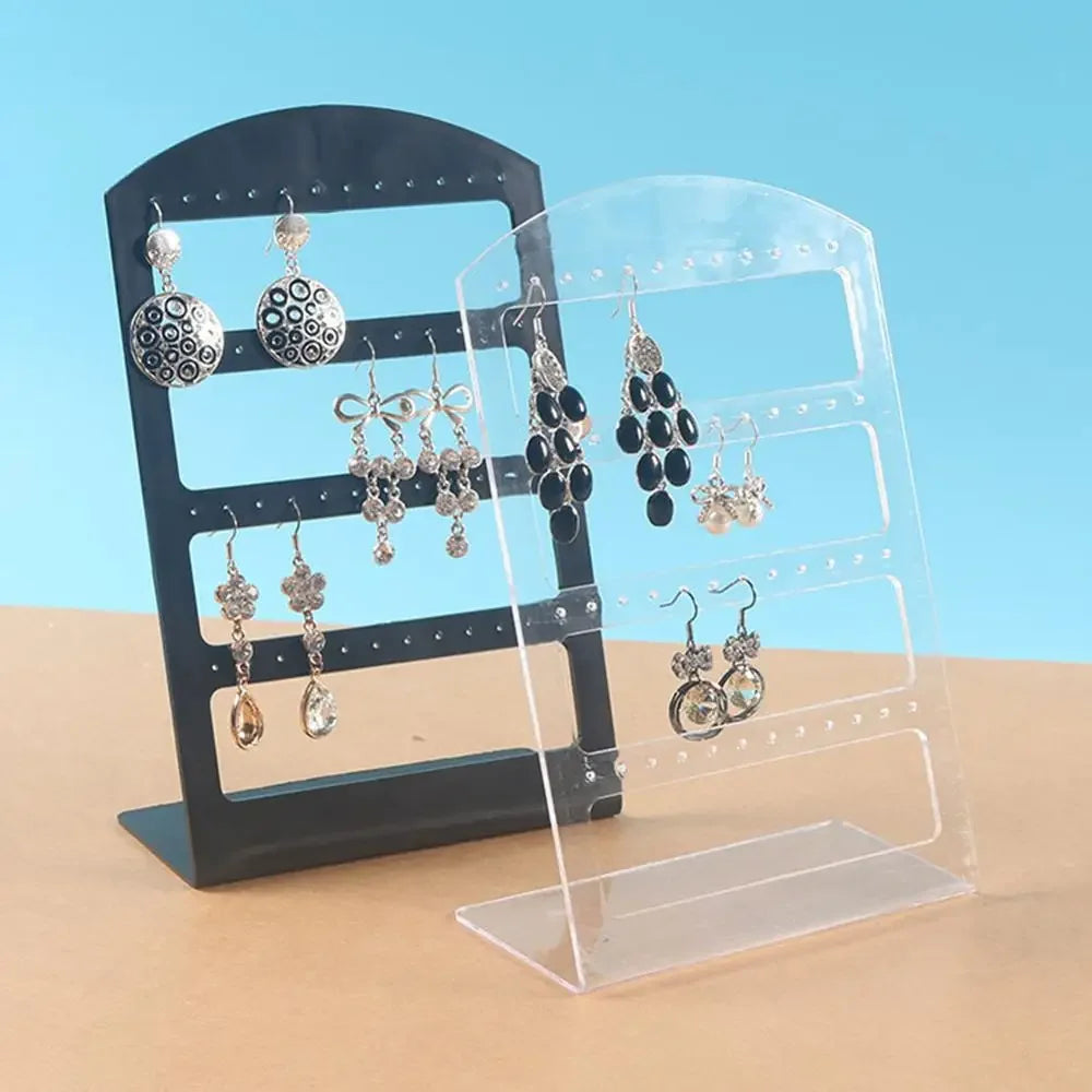 organisateur bijoux noir moderne porte boucles oreilles clips transparent 19x12.5 cm