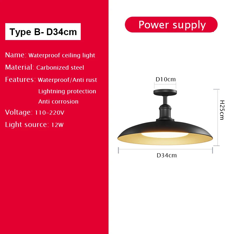 lampe moderne noire acier inoxydable suspension intérieure extérieure 24v led 29cm 34cm