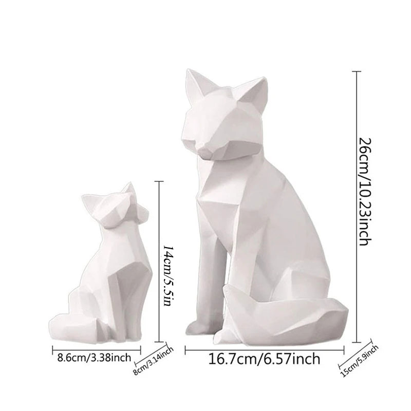 statues chats blancs polygonaux contemporains deco intérieure simple moderne minimaliste