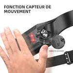 lampe frontale led rechargeable noire jaune modes luminosité réglable camping randonnée